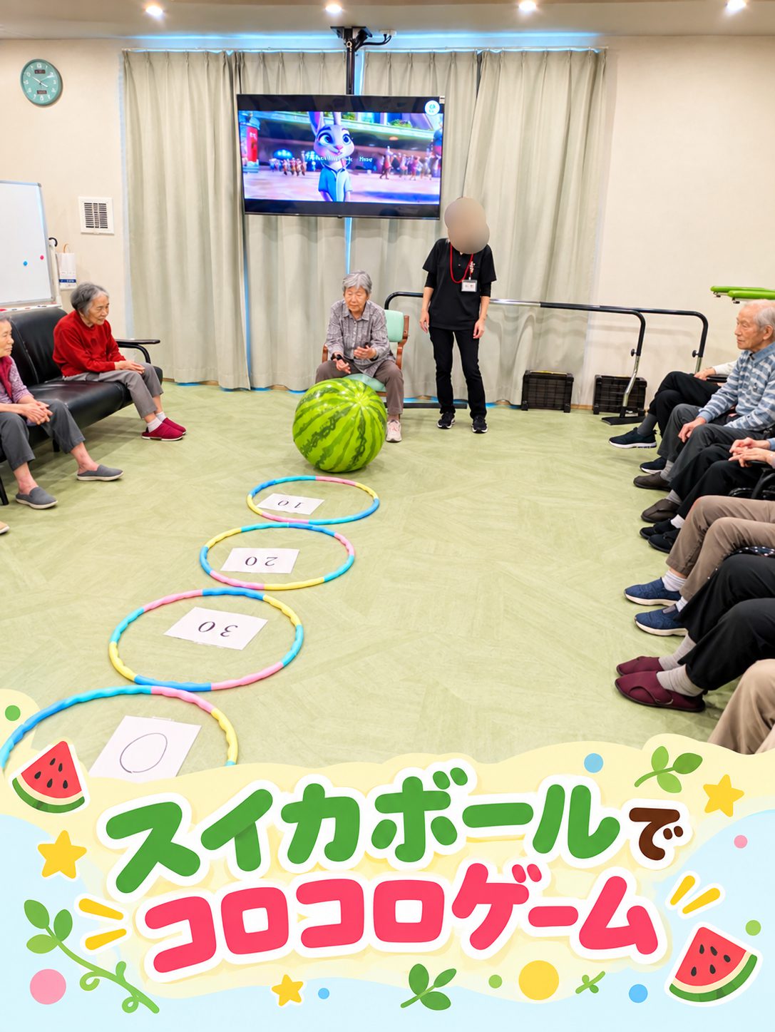 スイカボールで（デイサービス喜楽倶楽部）